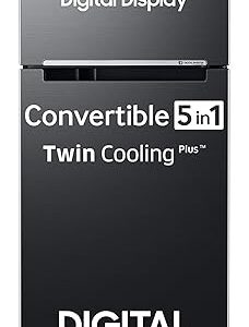 Samsung 385 L, 2 Star, Convertible 5-in-1 Digital Inverter, with Display Frost Free Double Door Refrigerator (RT42C5532BX/HL, Luxe Black, 2024 Model)